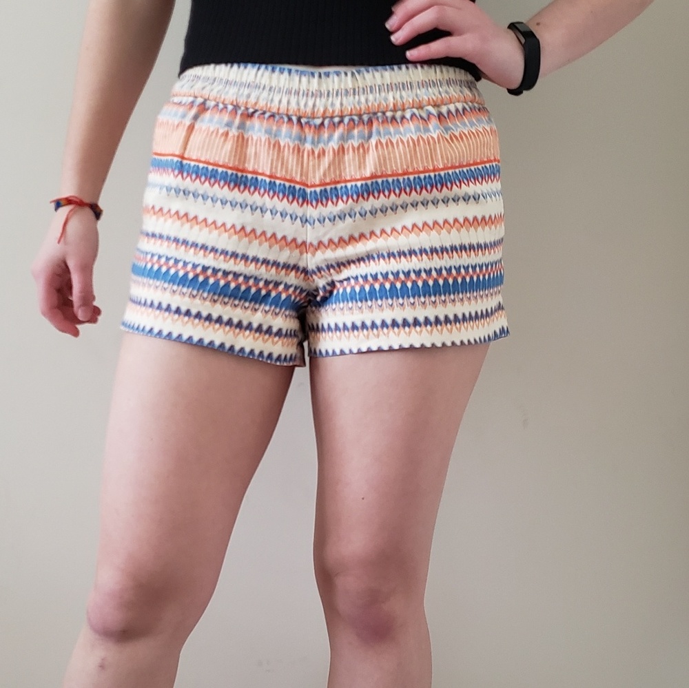 J. Crew peach, blue, cream patterned shorts size 0